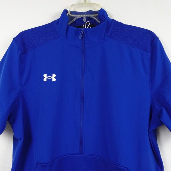 Under Armour UA Motivate 2.0 Cage Jacket Men’s Size M Blue 1/2 Zip Water Repel - Picture 2 of 8